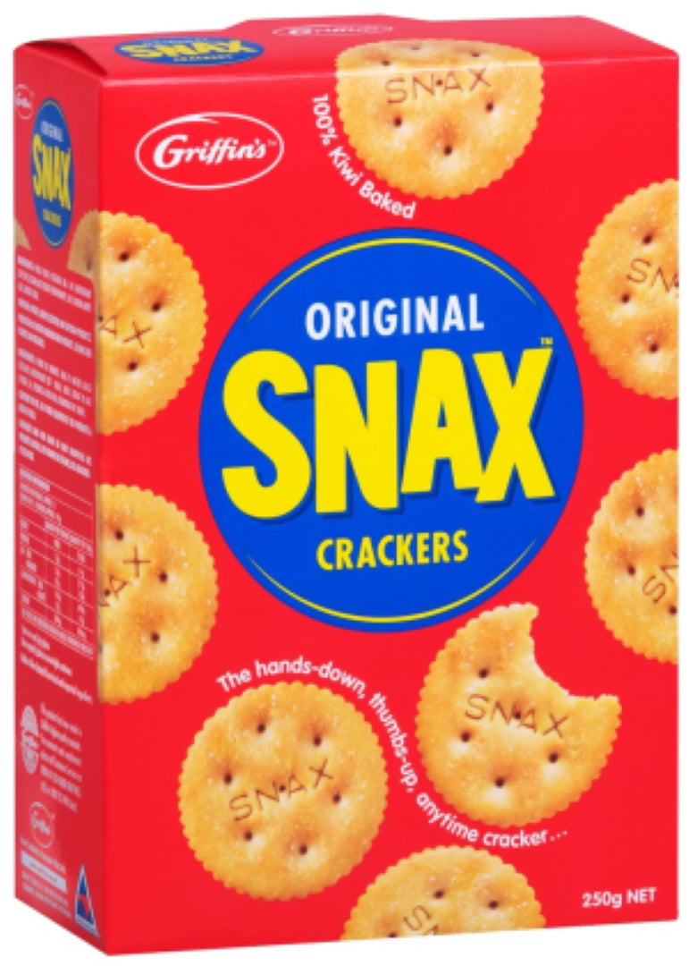 Crispy and savory Cracker Snax Original by Griffin's in a 250g pack, perfect for sharing or snacking anytime.