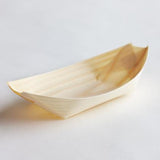 Plate Wooden Boat Tiny 11cm - Green Bean (100PC)