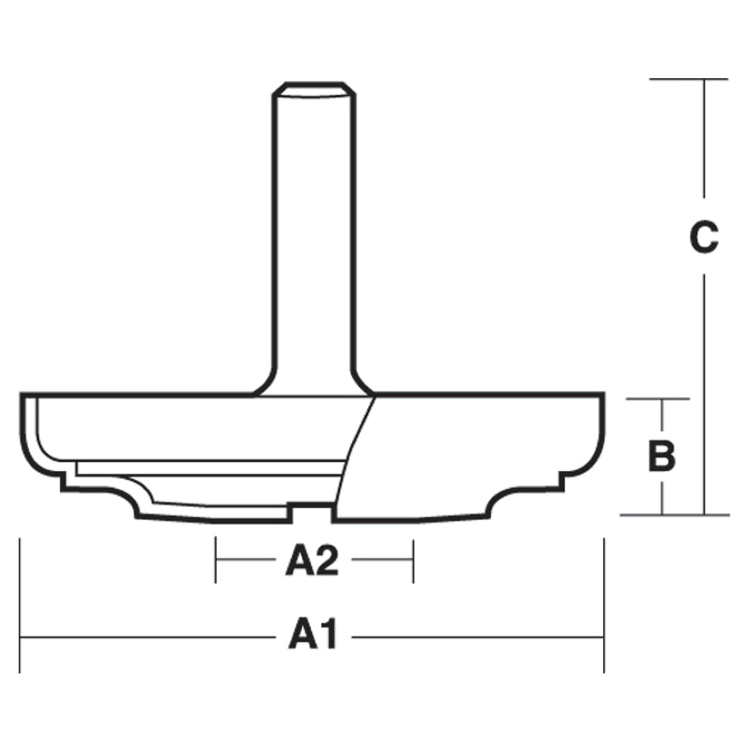 CARBITOOL Raised Panel Bit featuring a ball bearing guide, 2 flutes, carbide tipped, perfect for precision woodworking.