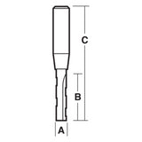 CARBITOOL Slot Mortise Bit - 2 Flute - End Cutting with Chip Breaker - Solid Carbide (8mm x 38.1mm)