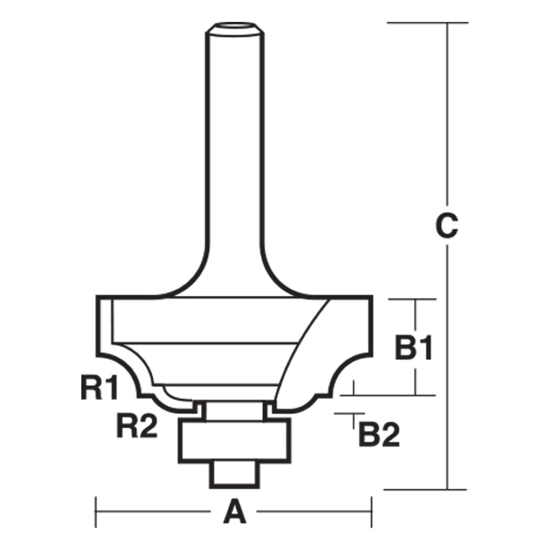 CARBITOOL Traditional Classical Bit - 2 Flute - Carbide Tipped (23.5mm x R4.7mm)