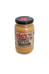 Crunchy original peanut butter by Pic's in a 380g jar, made from freshly roasted peanuts, perfect for spreading or snacking.