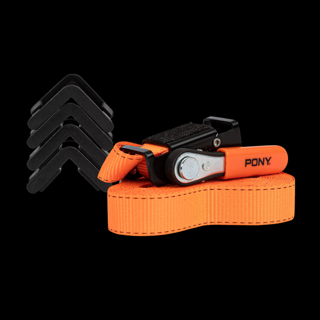 PONY JORGENSEN 5m Classic Band Clamp for versatile woodworking; features secure plastic jaws and quick-adjust aluminum levers.