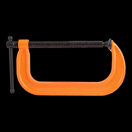 Durable PONY JORGENSEN 200mm Light-Duty C-Clamp with zinc-plated steel screws and striking orange finish for versatile clamping.