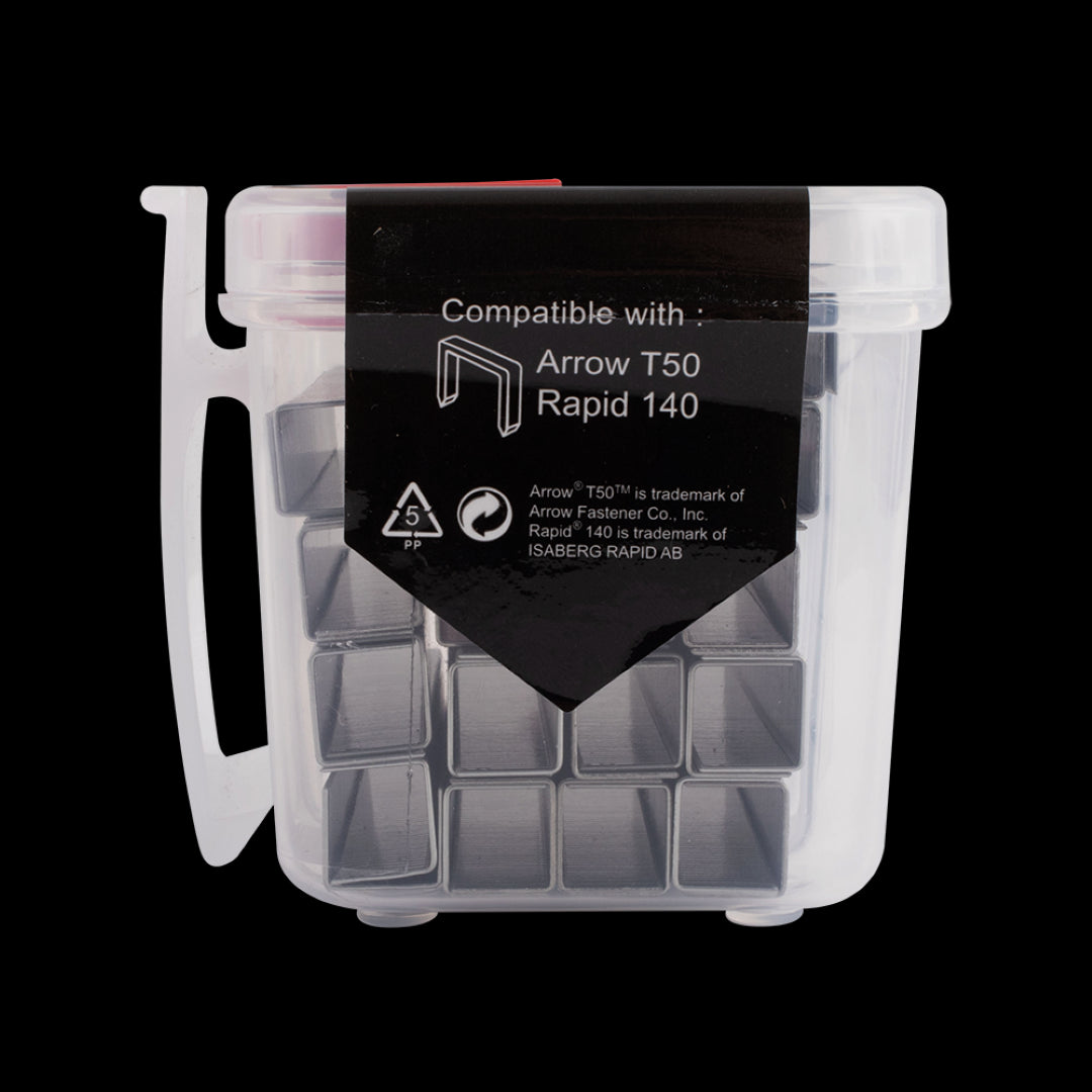 APEXON 12mm Staples - 1850pc in durable case, ideal for heavy-duty stapling, zinc galvanized for strength, includes belt clip.