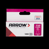 High-quality ARROW T18 10mm staples, designed for strong nailing of telephone and low-voltage cables, pack of 1000.