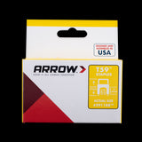 ARROW T59 Insulated Clear Staples for cable management, 300 pack, 6mm height, 8mm width, durable steel with clear insulator.