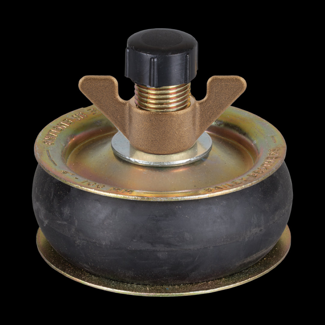 BAILEY 100mm Steel Drain Test Plug for pressure testing, featuring steel body and expandable rubber seal for secure fit.