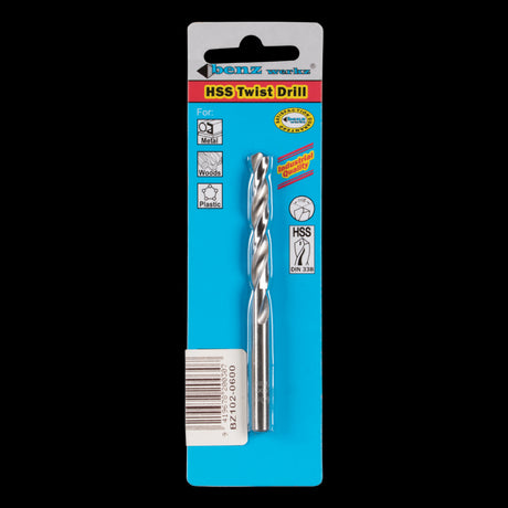 BENZ WERKZ 6mm HSS Twist Drill Bit for precision drilling in metal, wood, and plastic with a 118-degree tip angle.