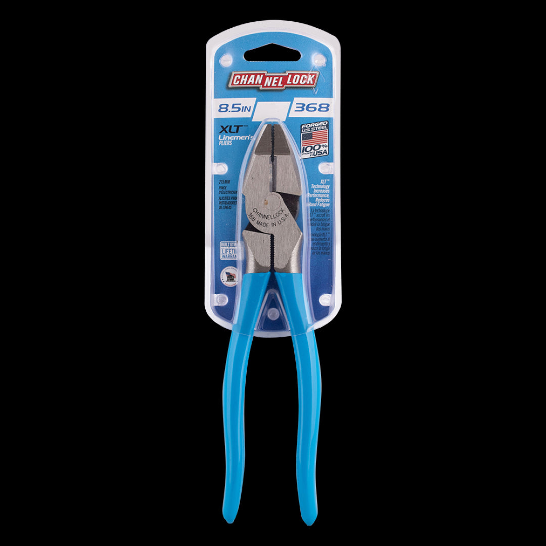 CHANNELLOCK 215mm Linesman Plier featuring Xtreme Leverage Technology, rust-resistant high carbon steel, and ergonomic grips.