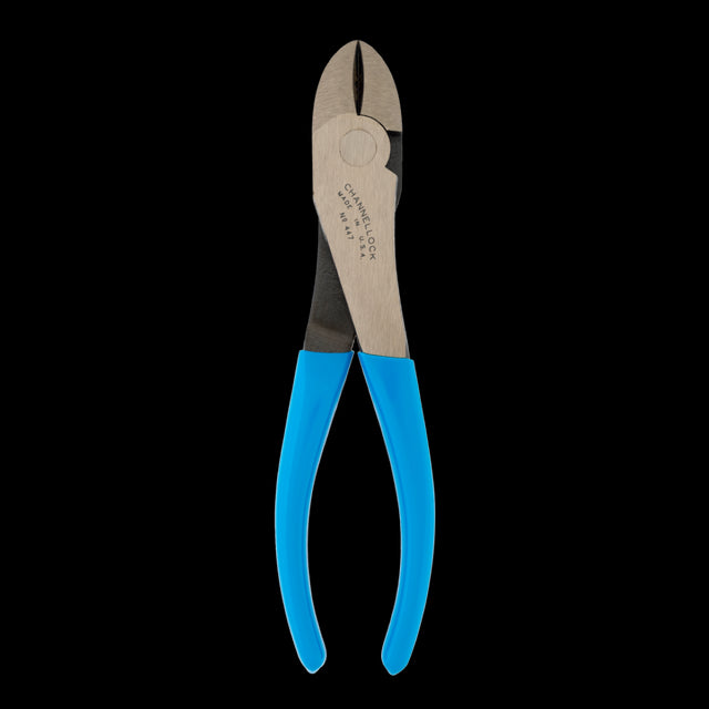 CHANNELLOCK 205mm Curved Diagonal Cutting Pliers featuring ergonomic grips and durable laser heat-treated edges for precision cutting.