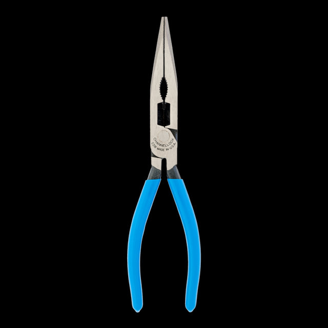 CHANNELLOCK 205mm Long Nose Plier with blue grips, Xtreme Leverage Technology, and crosshatch jaws for superior grip and precision.