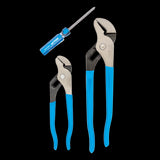 CHANNELLOCK 3pc Straight Jaw Tongue & Groove Plier set includes durable pliers and a 2-in-1 Acetate Driver for versatile tasks.