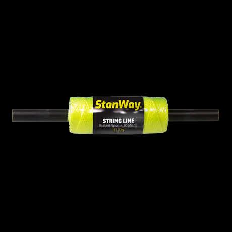 Fluorescent yellow 80m braided nylon string line, durable and UV stabilized for precise construction layout and visibility.