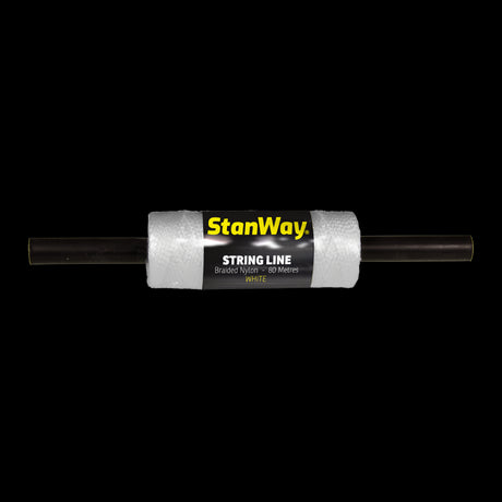 STANWAY 80m White Braided String Line, a durable nylon tool for marking and measuring in construction and landscaping projects.