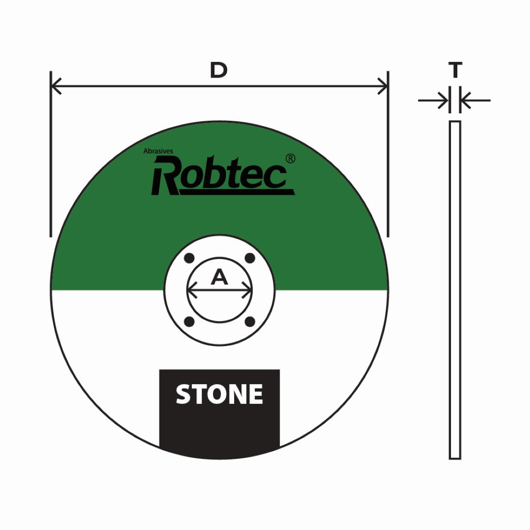 ROBTEC Cutting Wheel for Stone (115mm) with fiberglass nets for safety, ideal for precise stone and masonry cutting.