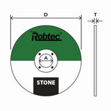 ROBTEC Cutting Wheel for Stone (115mm) with fiberglass nets for safety, ideal for precise stone and masonry cutting.