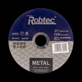 High-performance 125mm cutting wheel for metal, featuring aluminum oxide, fiberglass reinforcement, and blue pattern-coded label.