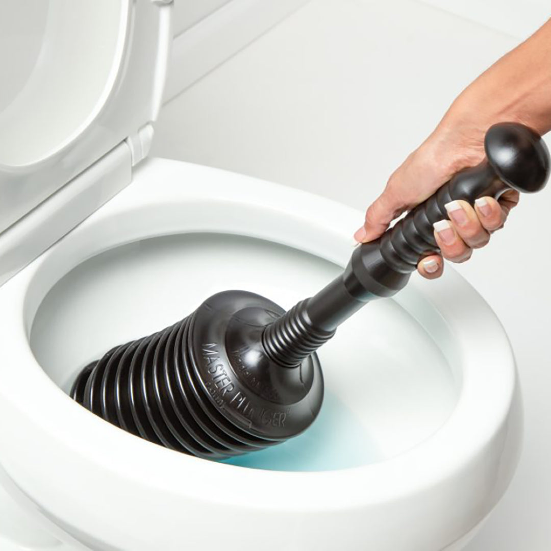 DRAIN KING All Purpose Master Plunger with large bellows, tri-level nose, and air relief slot for efficient clog removal.