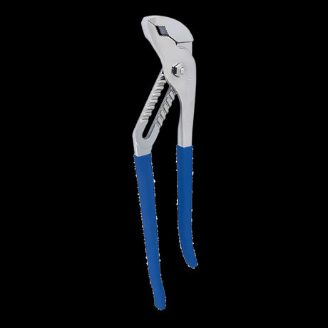 Draper 400mm groove joint plier with chrome vanadium steel, cushioned grip, and adjustable jaws for plumbing and DIY projects.