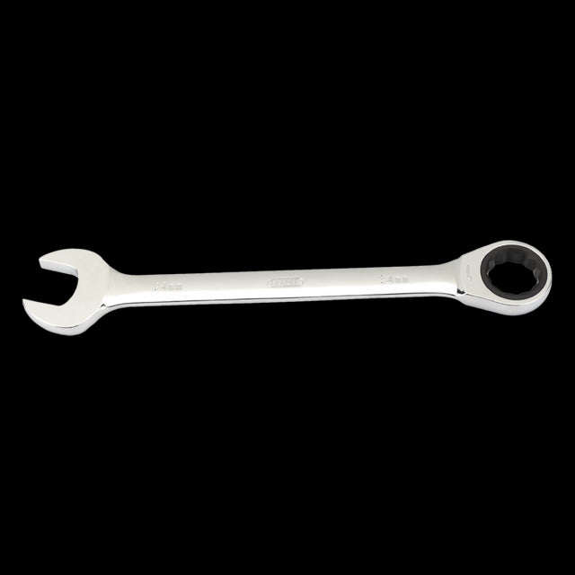 DRAPER 34mm Ratcheting Combination Spanner, durable chrome vanadium steel, 12-point ratchet for quick adjustments and secure fit.