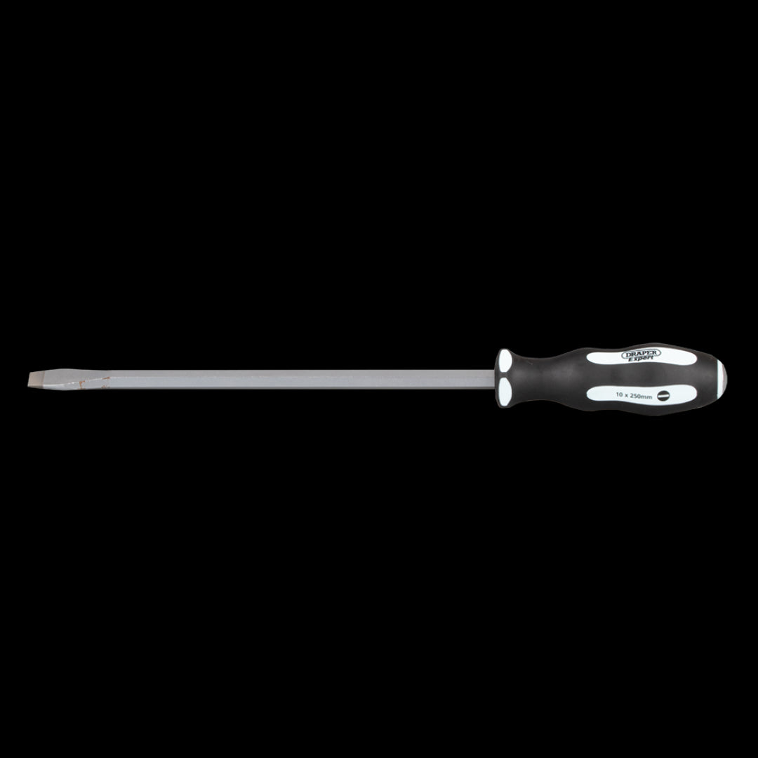 DRAPER Ergo Screwdriver 250mm x 10mm with soft grip handle for comfort, durability, and precision in fastening tasks.