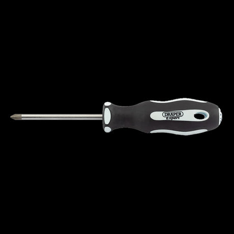 DRAPER Ergo Screwdriver with 75mm PH1 tip, featuring ergonomic soft-grip handle and durable satin chrome plated SVCM blade.