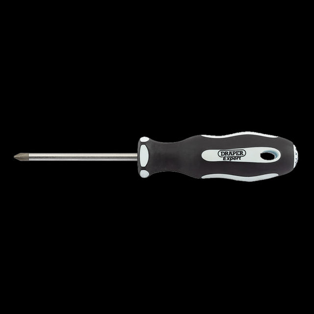 DRAPER Ergo Screwdriver with 75mm PH1 tip, featuring ergonomic soft-grip handle and durable satin chrome plated SVCM blade.