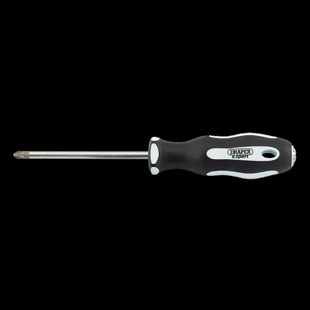 DRAPER Ergo Screwdriver (100mm x PZ2) featuring durable SVCM blades, ergonomic soft-grip handle, and sand blasted tips for optimal grip.