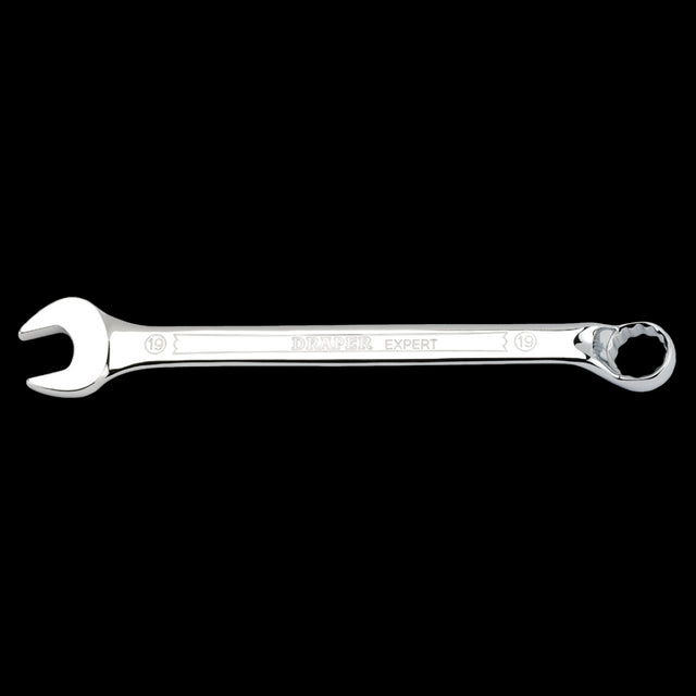 19mm DRAPER Hi-Torq Ring & Open End Spanner, durable chrome vanadium steel with superior grip for automotive and plumbing tasks.