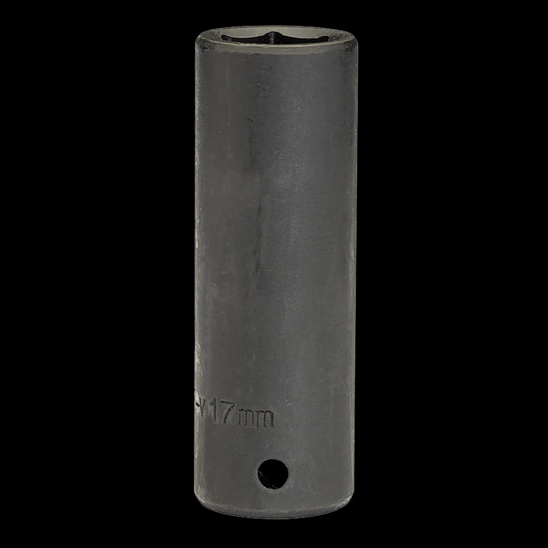 DRAPER 17mm deep impact socket, chrome vanadium steel, 6-point design, corrosion-resistant, ideal for mechanics and DIY tasks.