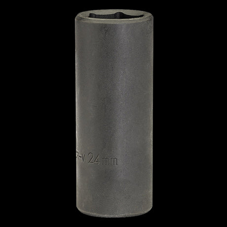 DRAPER 24mm deep impact socket made from chrome vanadium steel; ideal for professionals and DIYers, offers durability and strength.