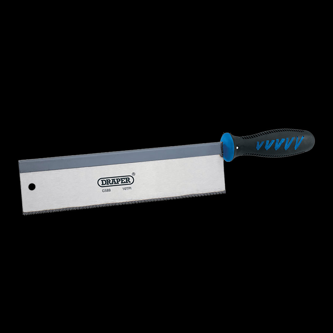 DRAPER 250mm Hardpoint Dovetail Saw with hardened teeth for precise cuts, ergonomic handle for comfort, ideal for woodworking.