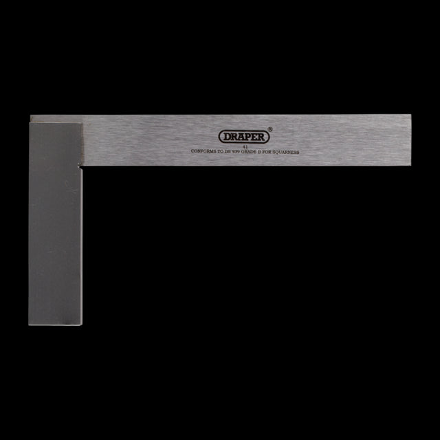 DRAPER 150mm Solid Steel Engineers Square with polished blade, ensuring precise measurements and angles for woodworking and engineering.