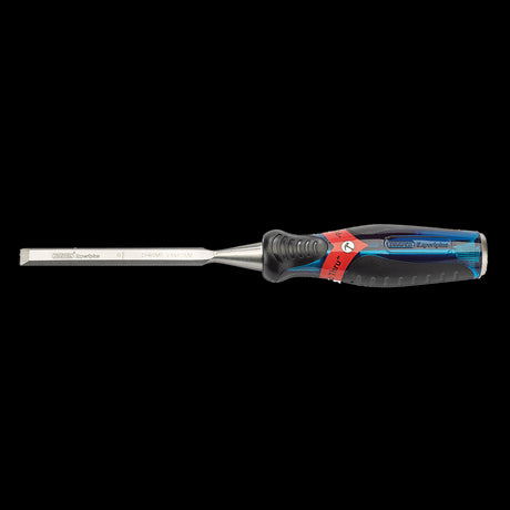 DRAPER 10mm Poundthru Wood Chisel featuring chrome vanadium steel blade, soft grip handle, and durable Pound Thru striking end cap.