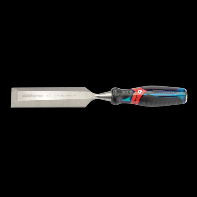 DRAPER 38mm Poundthru Wood Chisel with chrome vanadium steel blade, impact-resistant handle, and striking end cap for durability.