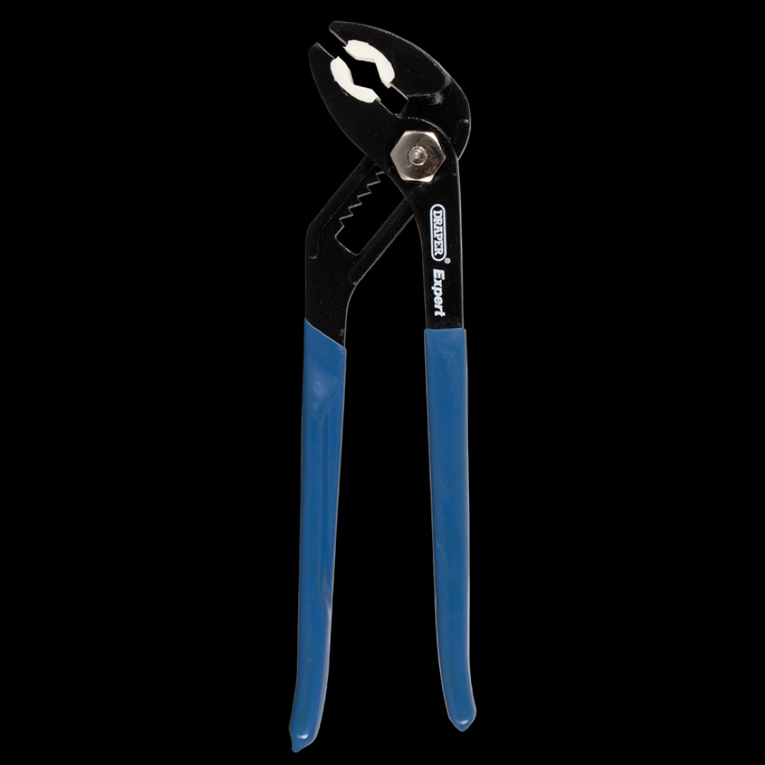 DRAPER 245mm Soft Jaw Plier with adjustable jaws, no-nip design, and cushion-grip handles for delicate tasks and easy grip.