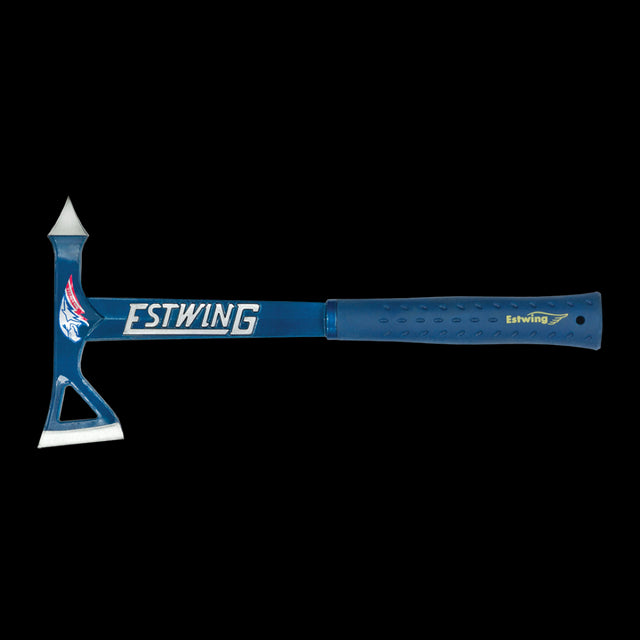 ESTWING 27oz Blue Tomahawk features a durable one-piece American steel design, lightweight, ergonomic grip, ideal for outdoor adventures.