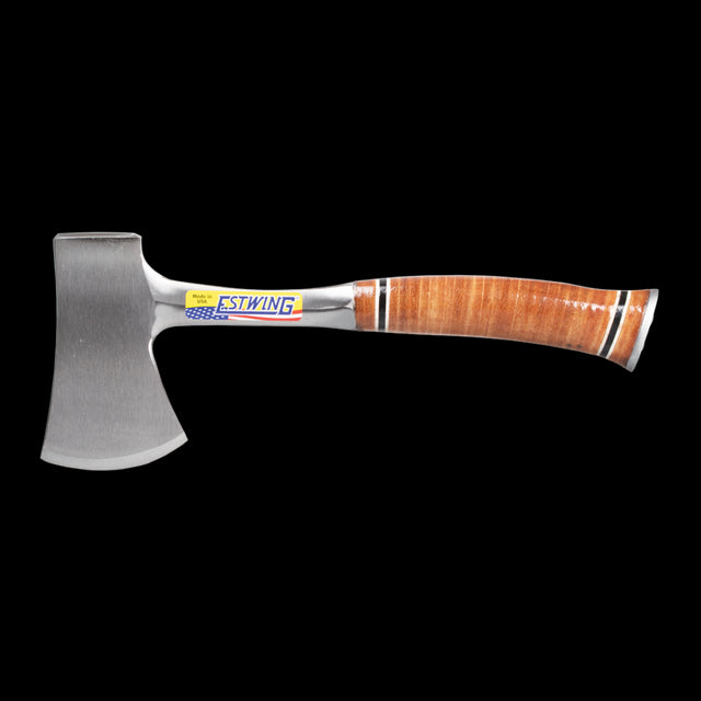 ESTWING Leather Grip Sportsman's Axe featuring a polished head, durable construction, and genuine leather grip for optimal control.