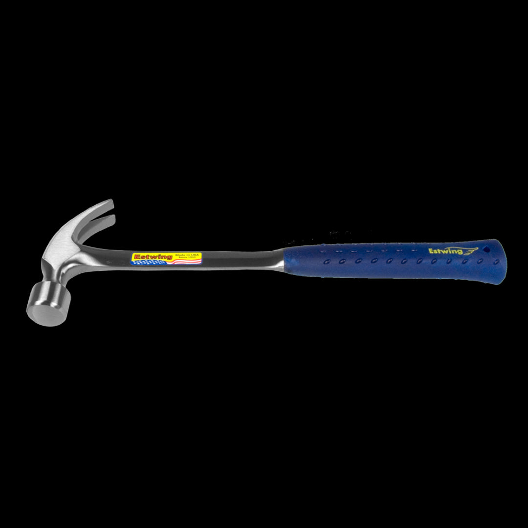 ESTWING 22oz Long Claw Hammer with longer handle, shock-reducing grip, and polished solid steel for heavy-duty tasks.