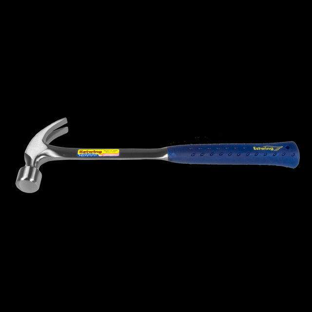 ESTWING 22oz Long Claw Hammer with longer handle, shock-reducing grip, and polished solid steel for heavy-duty tasks.