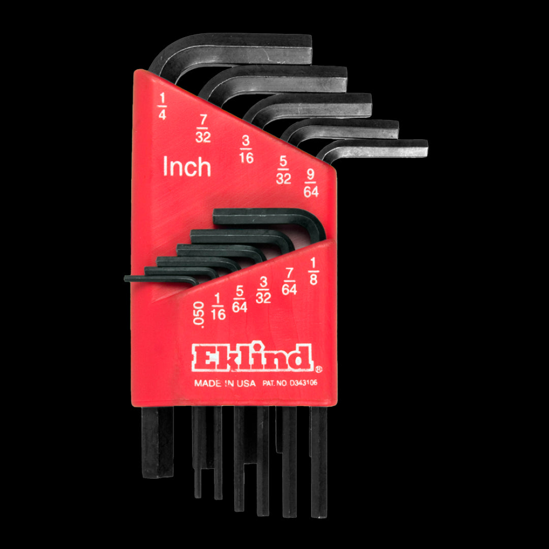 EKLIND 11pc Short Hex Key Set in holder, crafted from durable alloy steel, designed for automotive and DIY tasks.