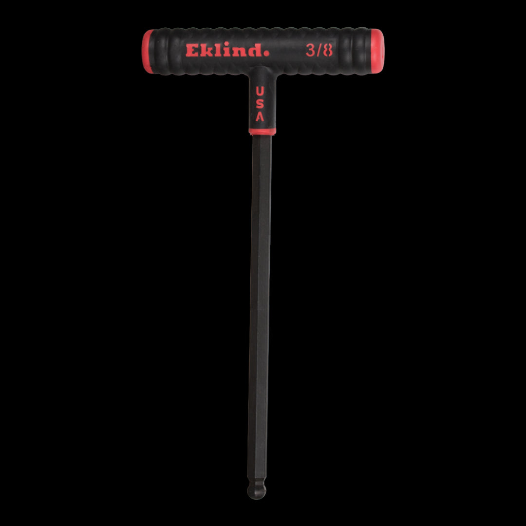 EKLIND Power-T Ball-Hex Key featuring a 225mm length, 3/8" tip, T-handle for torque, and rust-resistant black finish.
