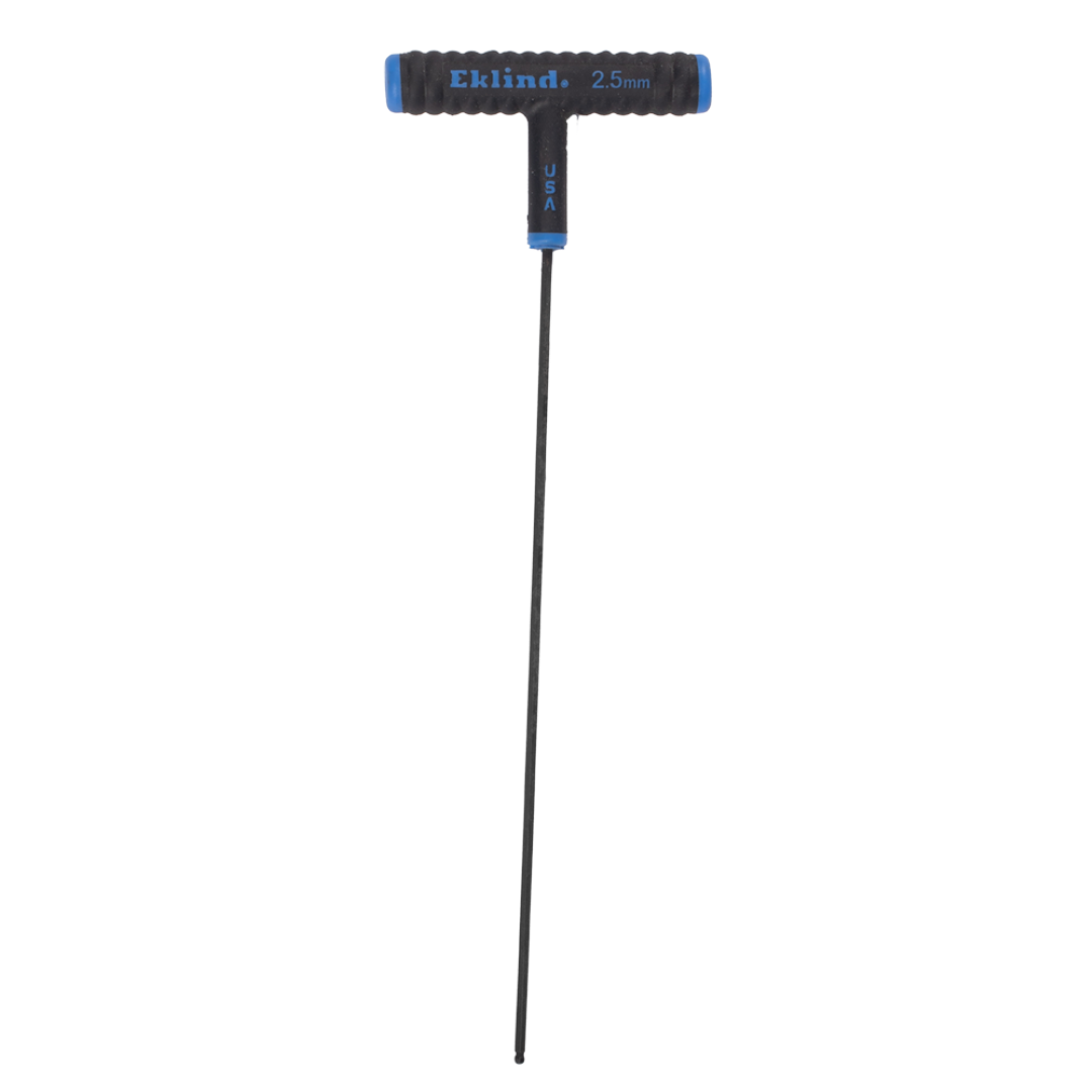 EKLIND Ball End T-Key, 225mm x 2.5mm, features durable alloy steel, rust-resistant finish, and ergonomic T-handle for optimal grip.