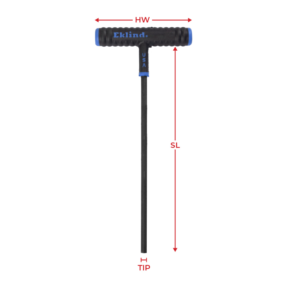 EKLIND Hex End T-Key (225mm x 4mm) with durable alloy steel, rust-resistant finish, and ergonomic grip for optimal leverage.