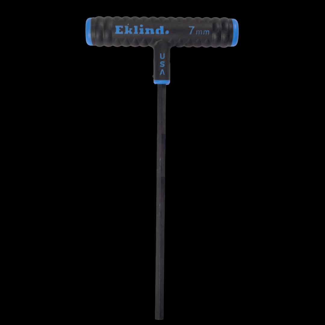 EKLIND Hex End T-Key, 7mm, Eklind Alloy Steel T-handle, heat-treated for strength, rust-resistant black finish, ergonomic design.