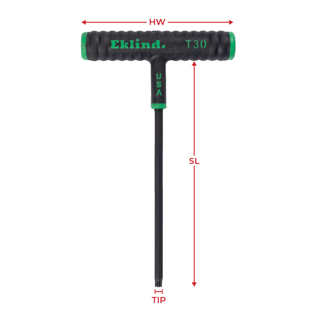 EKLIND Torx T-Key (150mm x TX08) with T-Handle, made from durable alloy steel, designed for tight spaces and rust resistance.