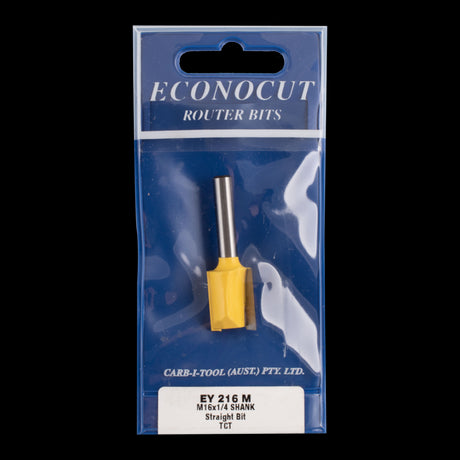 ECONOCUT Straight Bit with carbide tips, 16mm cutting diameter, ideal for precise routing and smooth finishes in woodworking.