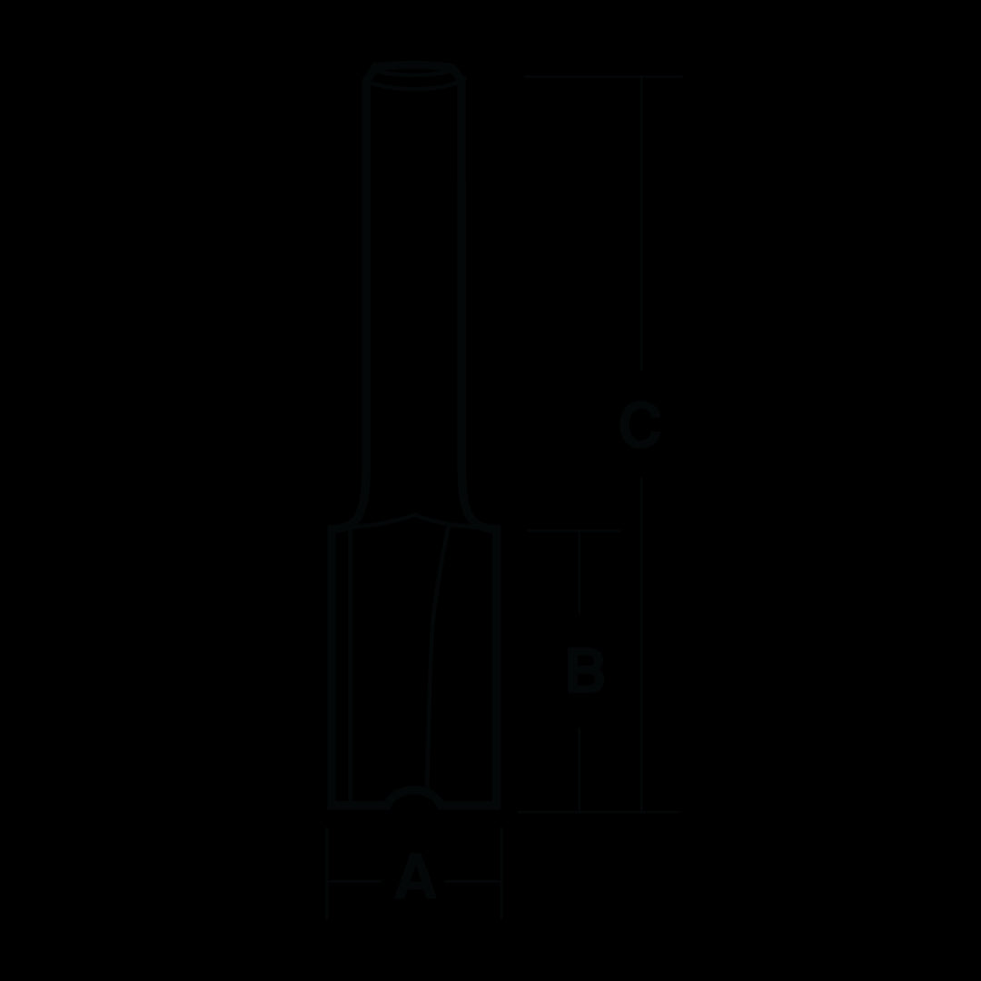 Carbide-tipped ECONOCUT straight bit with 2 flutes, designed for precise routing in various woodworking tasks.