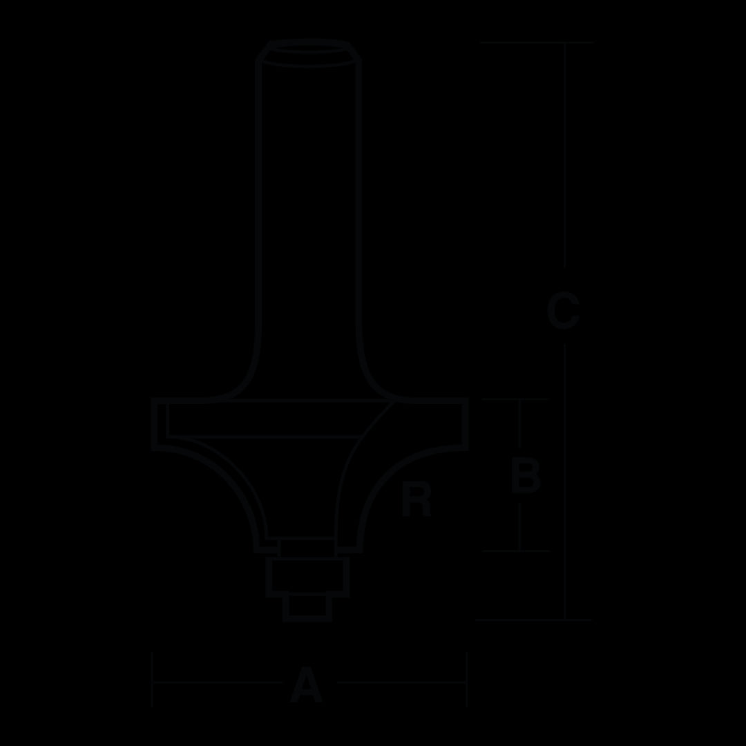 ECONOCUT Beading Bit with Ball Bearing Guide - 2 Flute - Carbide Tipped (25.4mm x R6.35mm)